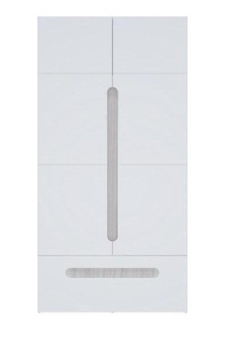 Шкаф 2х-Створчатый с Ящиком Палермо -3 МДФ (Ш-1068 мм х Г-381 мм x В-2078 мм) Ясень Шимо Светлый/ фасад Белый Глянец