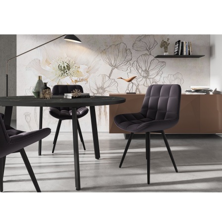 Комплект стульев Бруно (2 шт), черный велюр графит